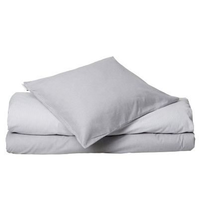 Runmarö Randigt Chambray Grå/Vit Bäddset Enkeltäcke 150x210 Classic Textile