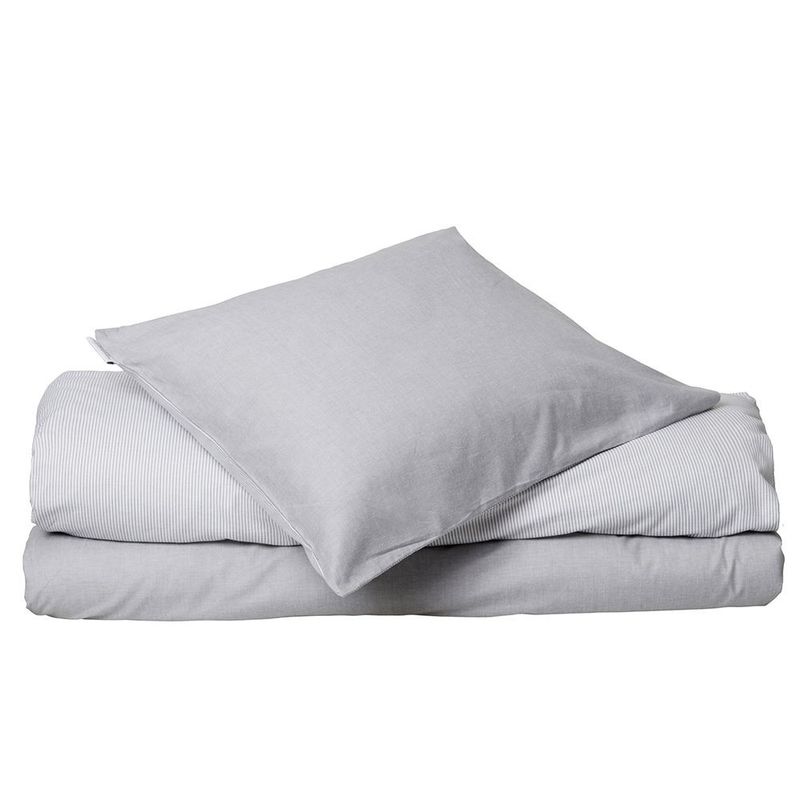 Runmarö Randigt Chambray Grå/Vit Bäddset Enkeltäcke 150x210 Classic Textile