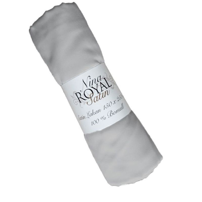 Lakan Satin BCI Grå Enkelsäng 150x250 Nina Royal