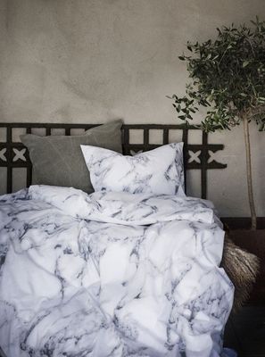 Marmor Vit Bäddset Enkeltäcke 150x210 Borganäs of Sweden