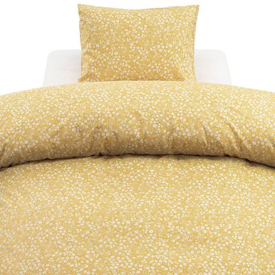 Hedda Gul Småblommigt Bäddset Enkeltäcke 150x210 Borganäs of Sweden