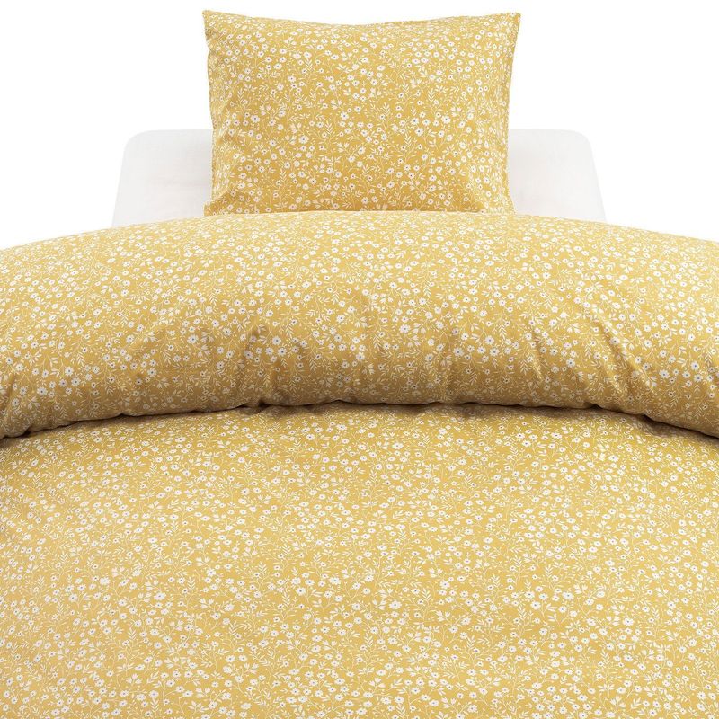 Hedda Gul Småblommigt Bäddset Enkeltäcke 150x210 Borganäs of Sweden