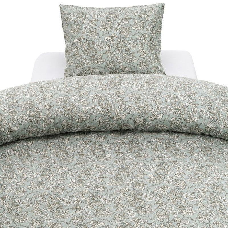 Blackberry Grön Blommigt Bäddset Enkeltäcke 150x210 Borganäs of Sweden