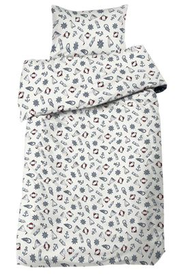 Maritim Vit Båtar Bäddset Enkeltäcke 150x210 Redlunds