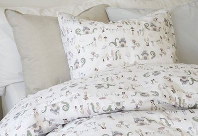 Fingal Svampar Pastell Bäddset Enkeltäcke 150x210 Borganäs of Sweden