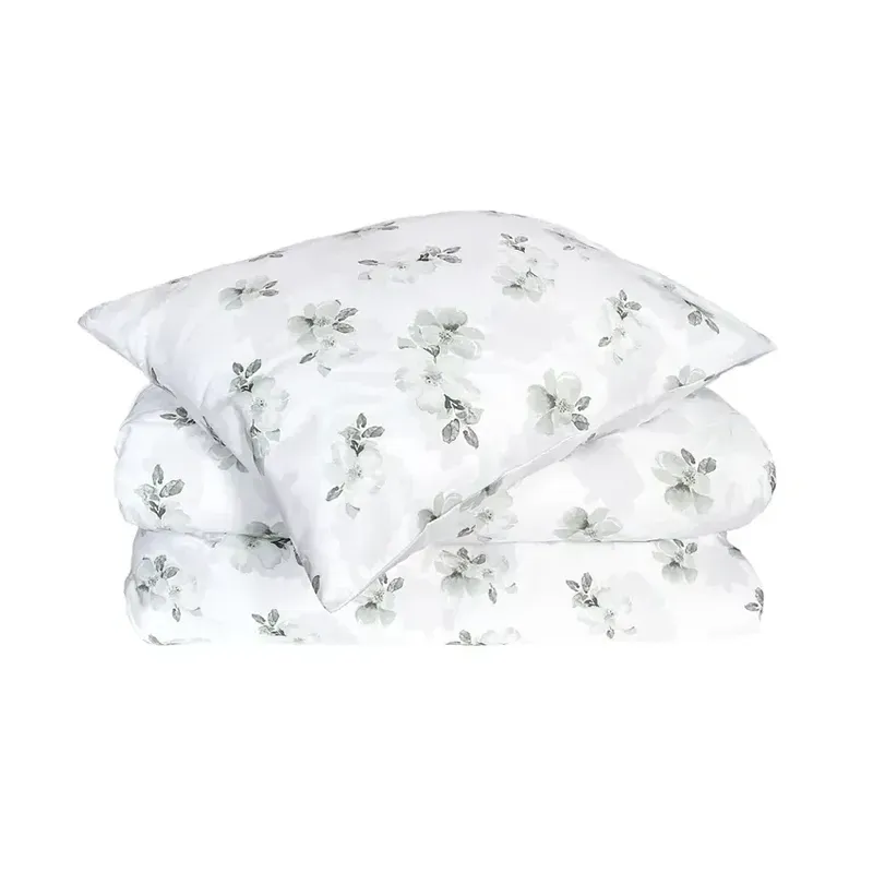 Örngott Mona Grön/Vit Satin Blommigt 50x60 Classic Textile