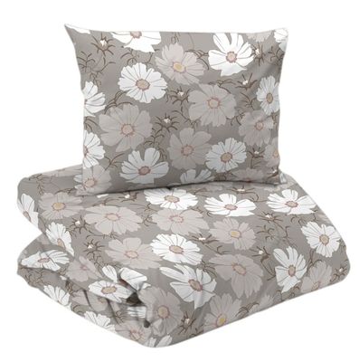 Thea Beige Blommigt Bäddset Enkeltäcke 150x210 Redlunds