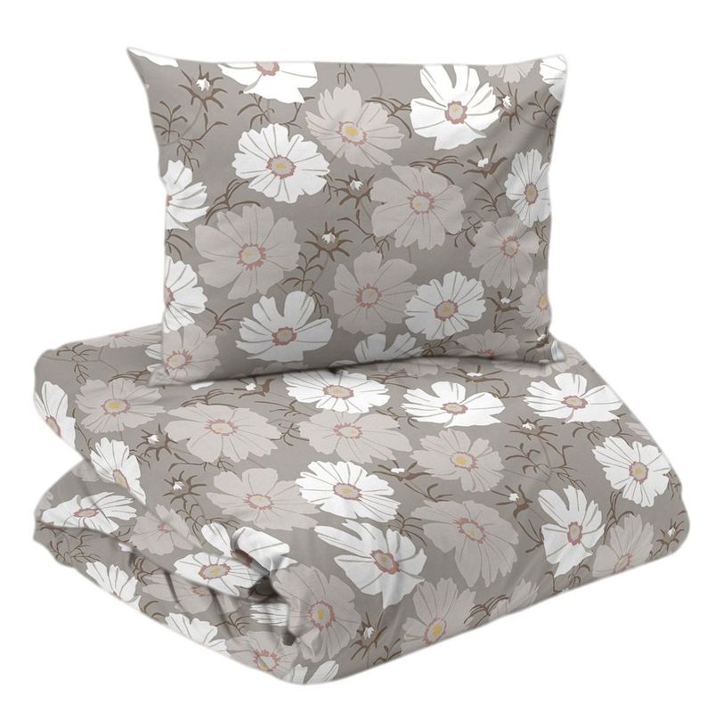 Thea Beige Blommigt Bäddset Enkeltäcke 150x210 Redlunds