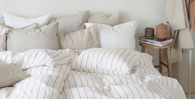 Saga Rost Randigt Bäddset Dubbeltäcke 220x210 Borganäs of Sweden