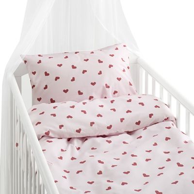 Hjärtrud Rosa Barn Bäddset Spjälsäng 100x130 Borganäs of Sweden