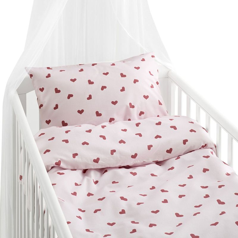 Hjärtrud Rosa Barn Bäddset Spjälsäng 100x130 Borganäs of Sweden