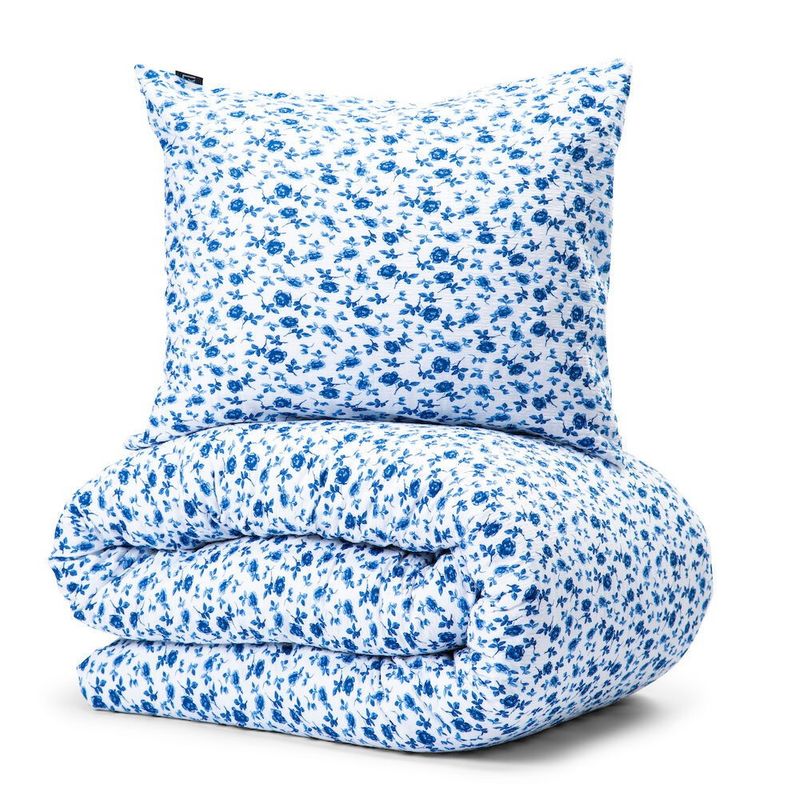 Fagerhult Blå Blommor Bäckebölja Bäddset Enkeltäcke 150x210 Kosta Linnewäfveri