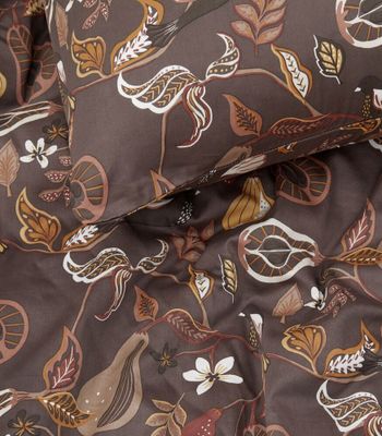 Bandene Brun Satin Bäddset Enkeltäcke 150x210 Kosta Linnewäfveri