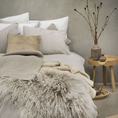 Enfärgat Beige Washed Bäddset Enkeltäcke 150x210 Borganäs of Sweden