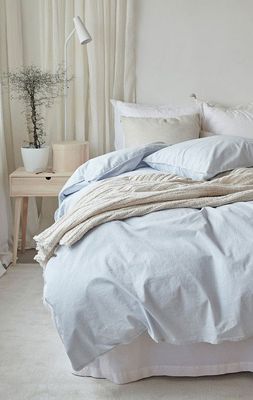 Enfärgat Blå Humble Bäddset Dubbeltäcke 220x210 Borganäs of Sweden