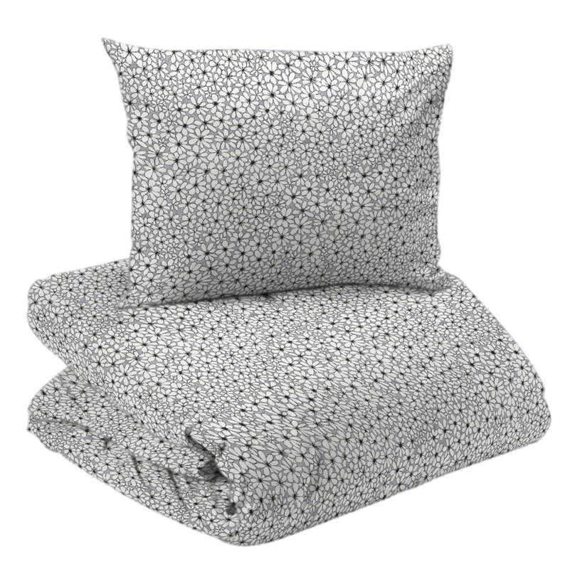 Fridolina Grå Blommor Bäddset Enkeltäcke 150x210 Redlunds