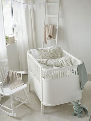 Hedda Grön Småblommigt Bäddset Spjälsäng 100x130 Borganäs of Sweden