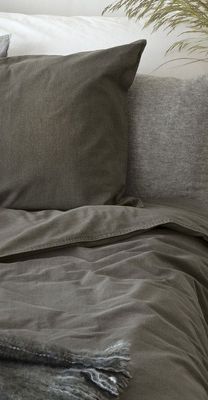Enfärgat Grå Washed Bäddset Enkeltäcke 150x210 Borganäs of Sweden