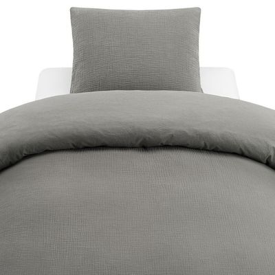 Enfärgat Grå Rolling Bäddset Enkeltäcke 150x210 Borganäs of Sweden