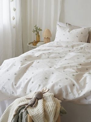 Alvin Svampar Beige Barn Bäddset Enkeltäcke 150x210 Borganäs of Sweden