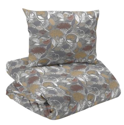 Aurora Gul/Mullvad Blommigt Bäddset Enkeltäcke 150x210 Redlunds