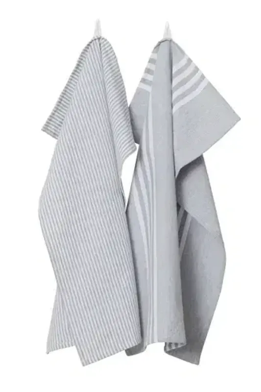 Kökshandduk Ljusgrå/Vit 50x70 2-pack Recycled by Wille