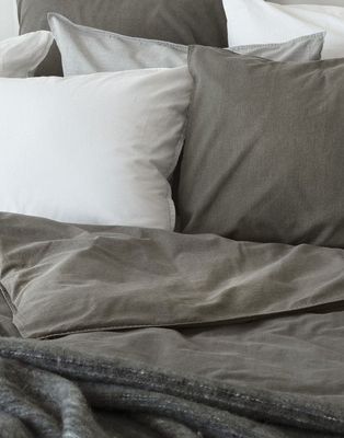 Enfärgat Grå Washed Bäddset Enkeltäcke 150x210 Borganäs of Sweden