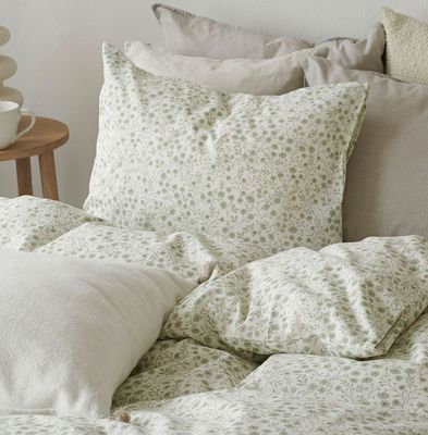 Hedda Grön Småblommigt Bäddset Enkeltäcke 150x210 Borganäs of Sweden