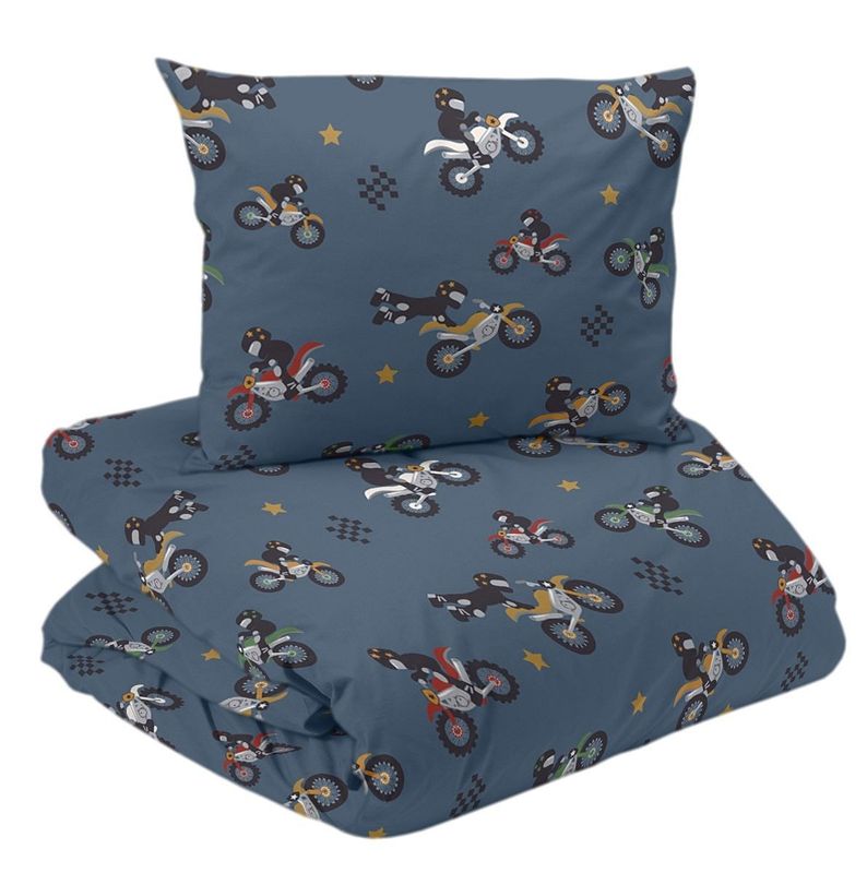 Bikes Blå/Denim Bäddset Enkeltäcke 150x210 Redlunds