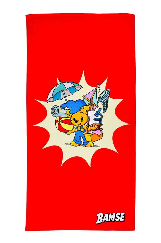 Bamse Stranden Röd Barn Badlakan 70x140 Swimpy by Tildas