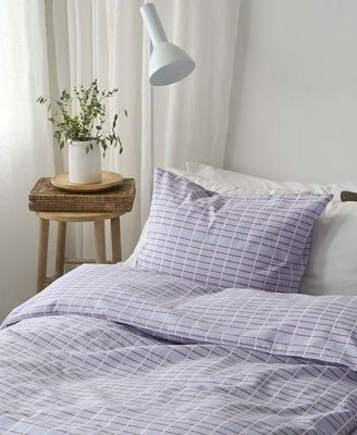 Rumba Blå Randigt Bäddset Enkeltäcke 150x210 Borganäs of Sweden