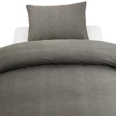 Enfärgat Grå Washed Bäddset Enkeltäcke 150x210 Borganäs of Sweden