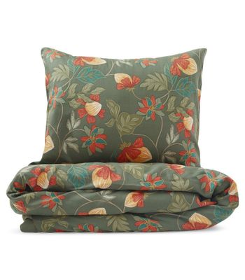 Bratteby Grön Satin Bäddset Enkeltäcke 150x210 Kosta Linnewäfveri