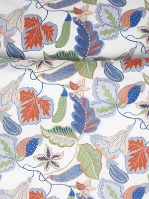 Brunnberg Satin Vit/Multi Blommor Bäddset Enkeltäcke 150x210 Kosta Linnewäfveri