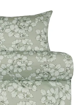 Amelia Grön Blommor Satin Bäddset Enkeltäcke 150x210 Höie