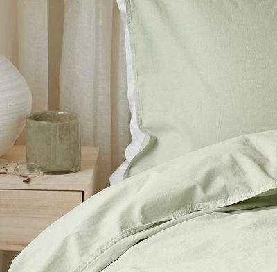 Enfärgat Grön Humble Bäddset Enkeltäcke 150x210 Borganäs of Sweden