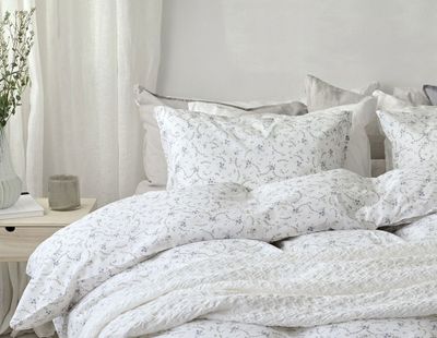 Vilja Blå Blommigt Bäddset Enkeltäcke 150x210 Borganäs of Sweden