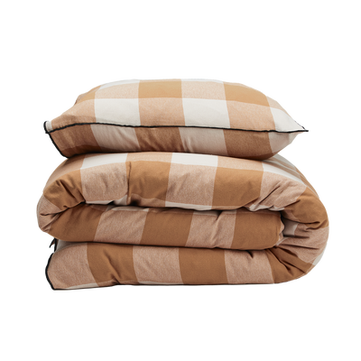 Rutigt Flanell Lejonfärgade Terrakotta Påslakan 150x210 Gripsholm