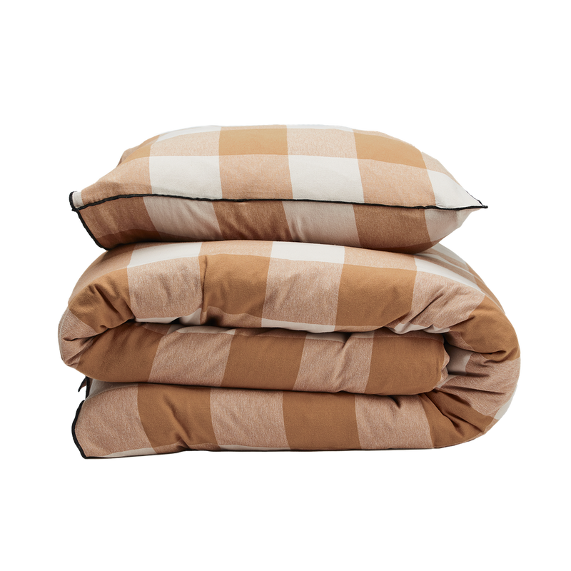 Rutigt Flanell Lejonfärgade Terrakotta Påslakan 150x210 Gripsholm