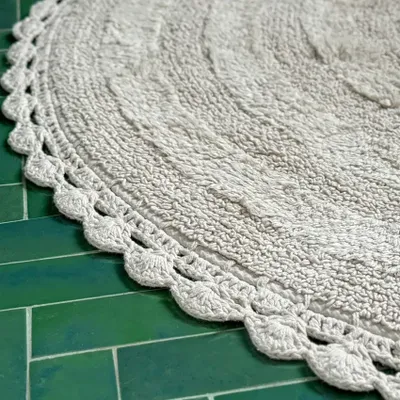 Rimini Sand Rund Badrumsmatta Classic Textile