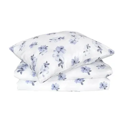 Örngott Mona Blå/Vit Satin Blommigt 50x60 Classic Textile