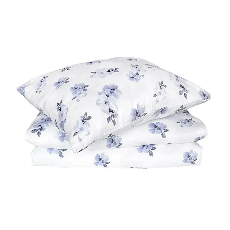 Örngott Mona Blå/Vit Satin Blommigt 50x60 Classic Textile