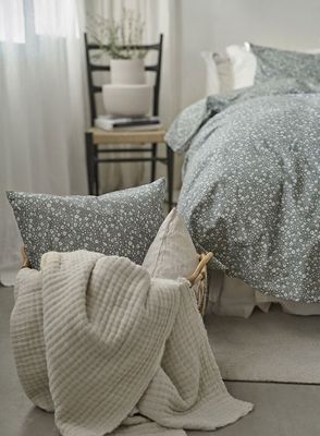 Rita Flower Grön Blommigt Bäddset Enkeltäcke 150x210 Borganäs of Sweden