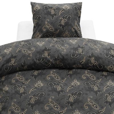 Tilly Svart Paisley Bäddset Enkeltäcke 150x210 Borganäs of Sweden