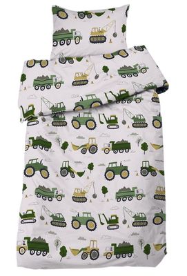 Busy Tractors Beige Barn Bäddset Enkeltäcke 150x210 Redlunds