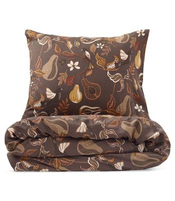 Bandene Brun Satin Bäddset Enkeltäcke 150x210 Kosta Linnewäfveri