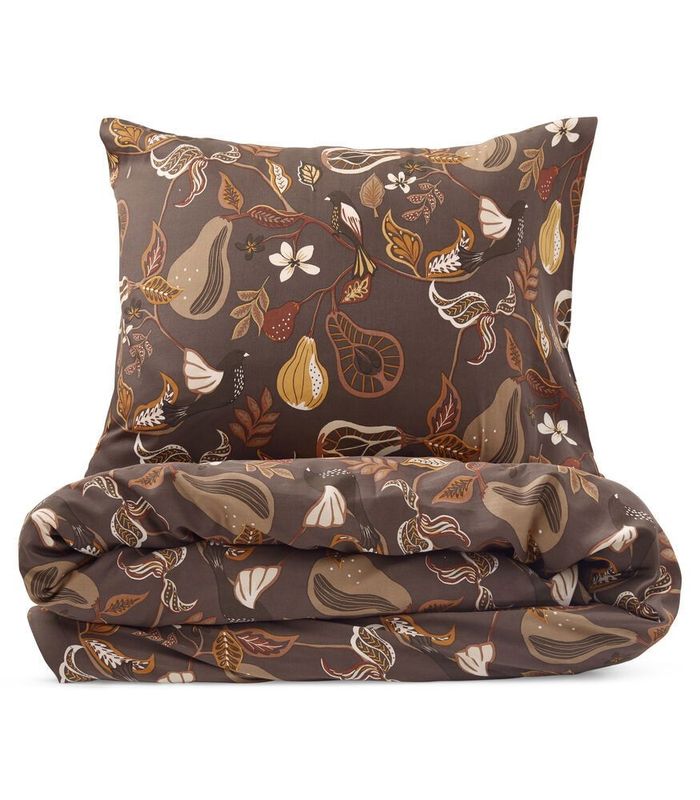 Bandene Brun Satin Bäddset Enkeltäcke 150x210 Kosta Linnewäfveri