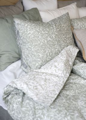 Garden Grön Blad Bäddset Enkeltäcke 150x210 Borganäs of Sweden