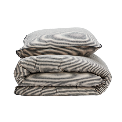 Randigt Flanell Svart Påslakan 150x210 Gripsholm