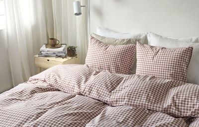 Märta Brun Rutigt Bäddset Enkeltäcke 150x210 Borganäs of Sweden